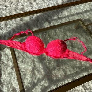 Bright Pink Lace Push-Up Bra